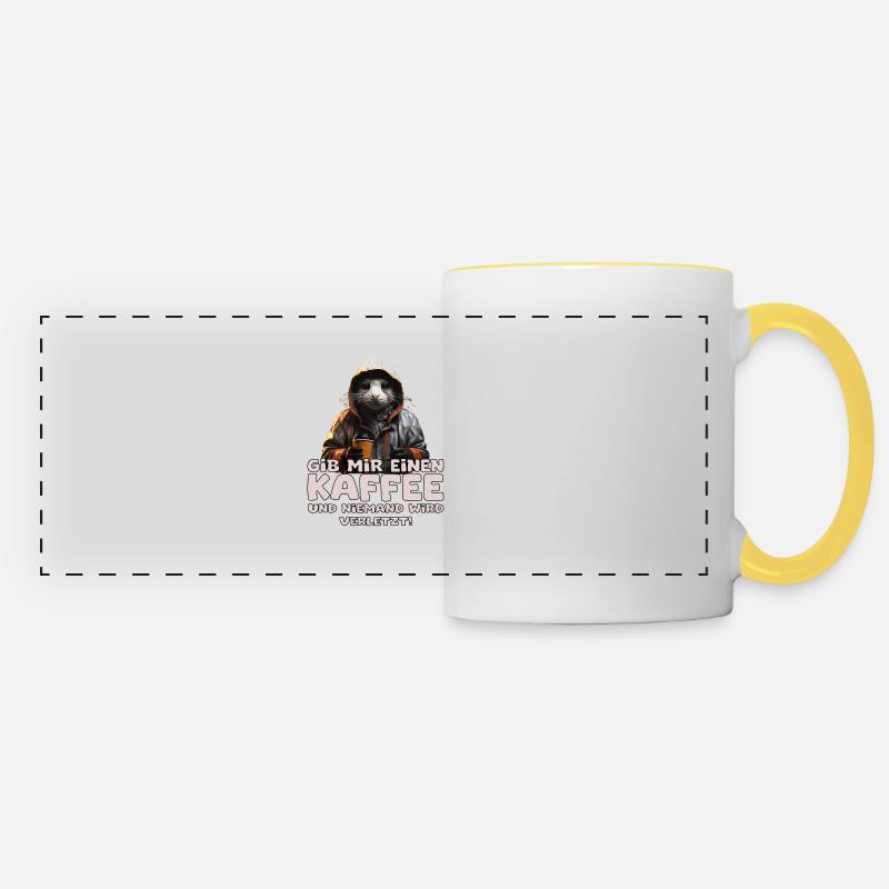 Lustiger Kaffee Barista Ratte Spruch - Panoramatasse - Weiß/Gelb