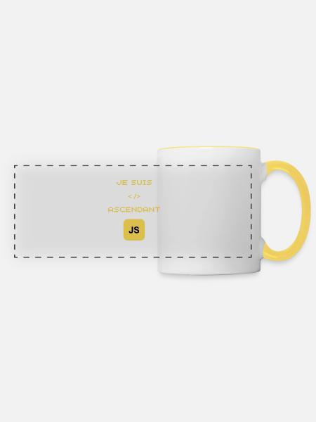 Geschenk für JavaScript-JS-Entwickler - Panoramatasse - Weiß/Gelb