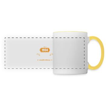 Cadeau 70e Anniversaire Nées En Février 1954 - Mug panoramique contrasté et blanc - blanc/jaune - Devant