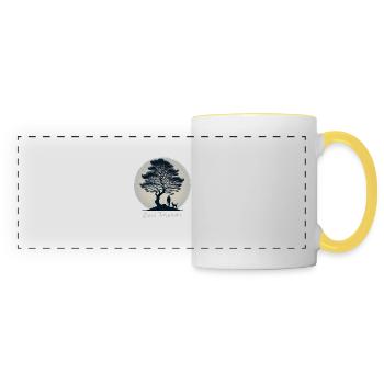 Meilleurs amis homme et chien - Mug panoramique contrasté et blanc - blanc/jaune - Devant