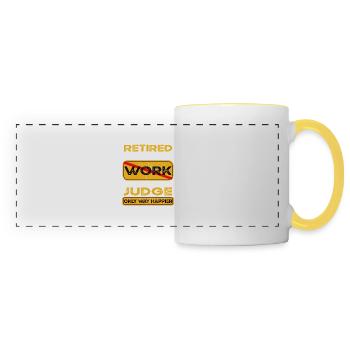 Le juge de la retraite n’est que plus heureux Retraité - Mug panoramique contrasté et blanc - blanc/jaune - Devant