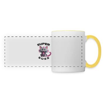 Super cute cat monster with long tongue - Panoramic Mug - white/yellow - Front