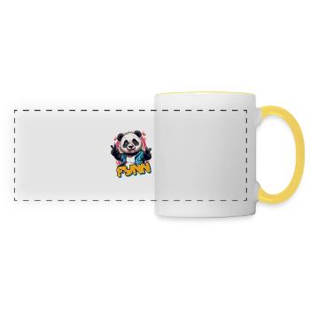 FYNN - Beau nom de garçon avec Cool Panda - Mug panoramique contrasté et blanc - blanc/jaune - Devant