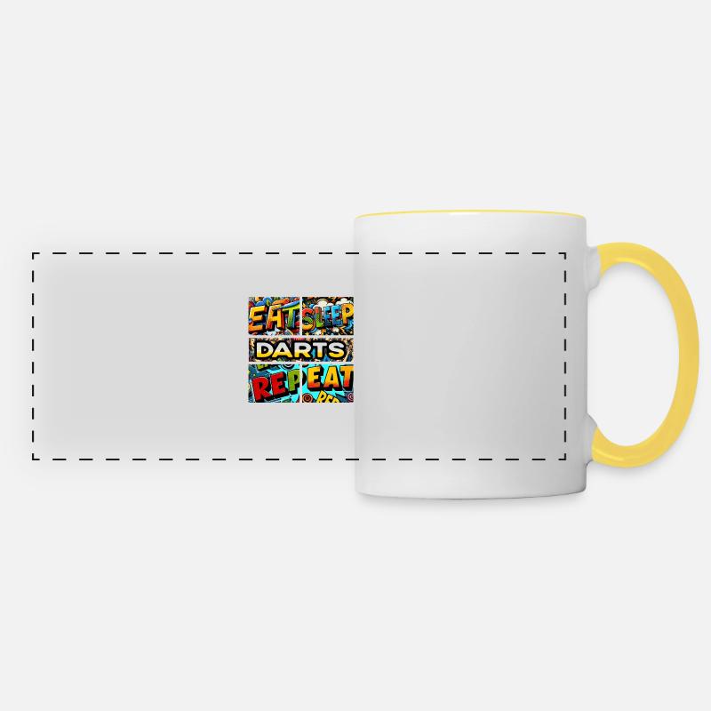 Manger le sommeil Fléchettes répéter - Mug panoramique contrasté et blanc - blanc/jaune