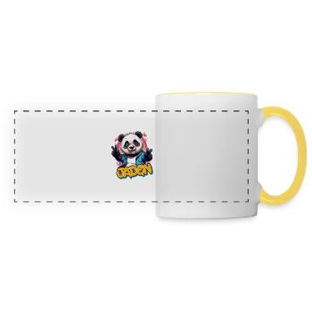 JADEN - Schöner Jungen Name mit coolem Panda - Panoramatasse - Weiß/Gelb - Vorne
