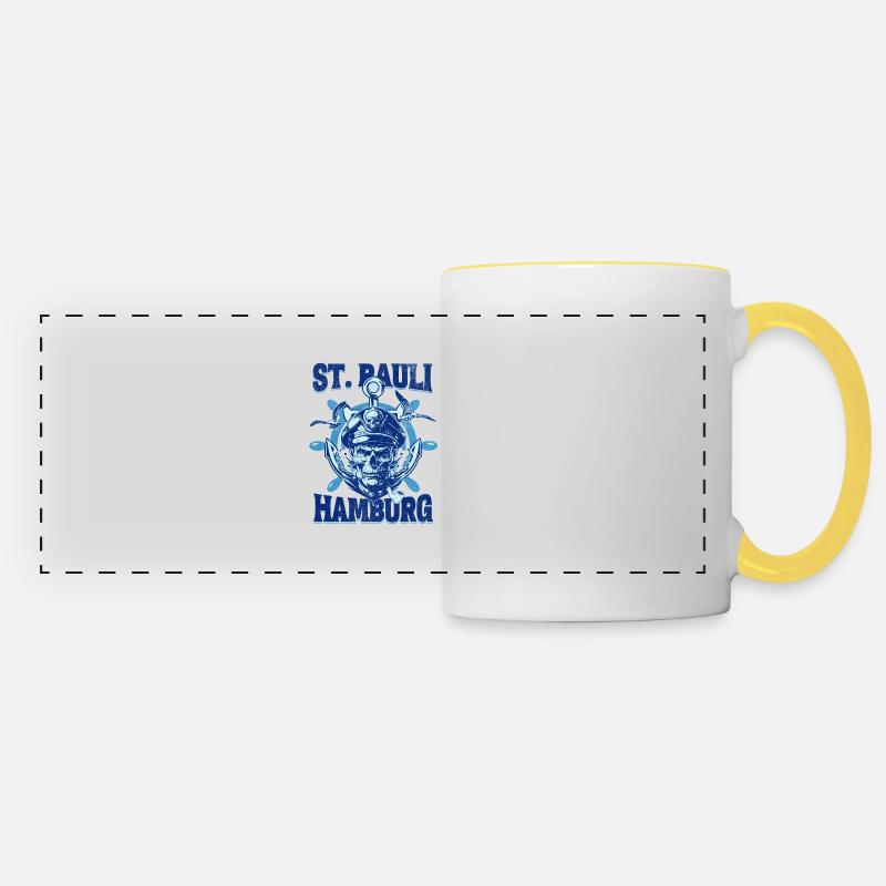 Hamburg Sailor Skull St. Pauli Tee - Panoramic Mug - white/yellow