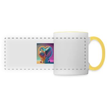 Heart Carved in Stone: Abstract Explosion of Color - Panoramic Mug - white/yellow - Front