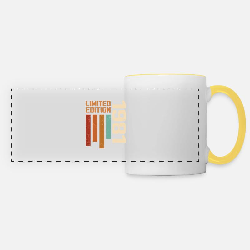 Vintage 1981 Cadeau d’anniversaire 1981 Retro 1981 - Mug panoramique contrasté et blanc - blanc/jaune