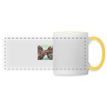Colmar, France - City of Canals & Canals - Panoramic Mug - white/yellow - Front