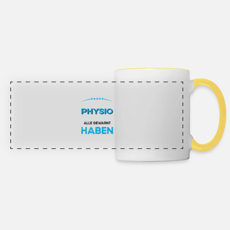Ich bin dieser legändere Verrückte Physio - Panoramatasse - Weiß/Gelb