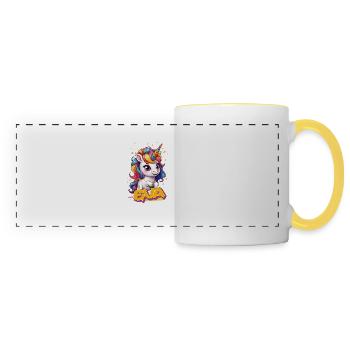 EVA - Beautiful girl name with cute unicorn - Panoramic Mug - white/yellow - Front
