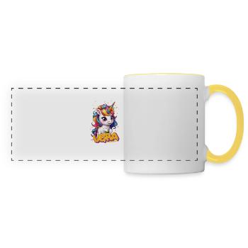 VERA - Beautiful girl name with cute unicorn - Panoramic Mug - white/yellow - Front