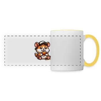 Lustiger Hamster Nager Cartoon Tierfreund - Panoramatasse - Weiß/Gelb - Vorne