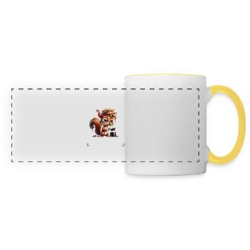 morning grouch coffee anti early riser squirrel - Panoramic Mug - white/yellow - Front