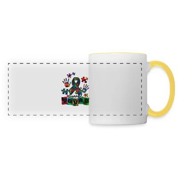 Autisme Super-héros Soignant Puzzle Enfants Anormaux - Mug panoramique contrasté et blanc - blanc/jaune - Devant