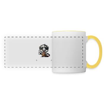 morning grouch coffee anti early riser racoon - Panoramic Mug - white/yellow - Front