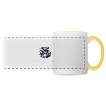 morning grouch coffee anti early riser racoon - Panoramic Mug - white/yellow - Front