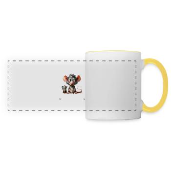 morning grouch coffee anti early riser mouse - Panoramic Mug - white/yellow - Front