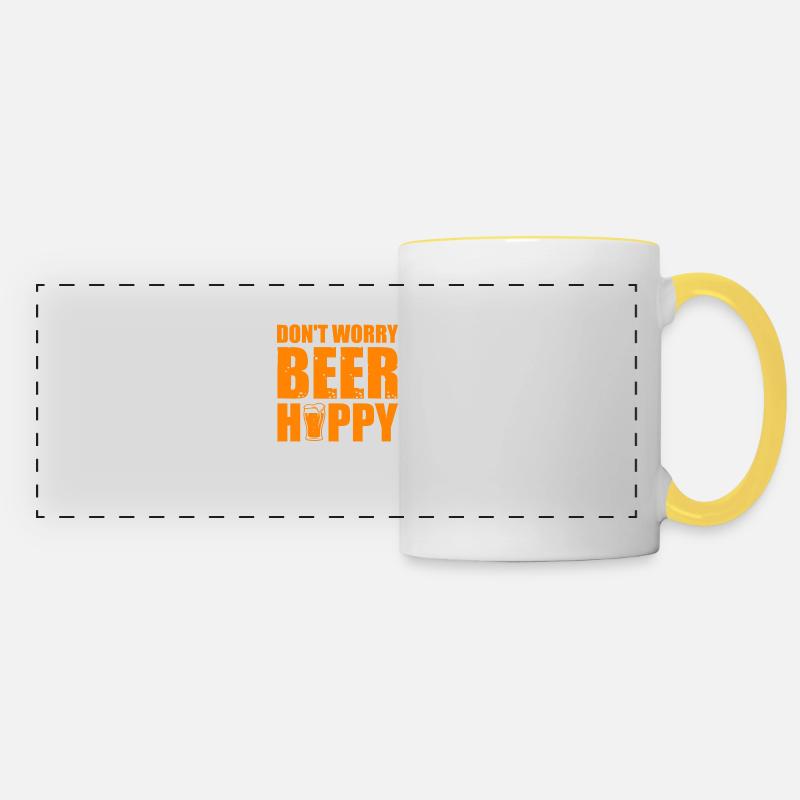 Don't WorryBeer Happy funny Beer Quotes - Panoramic Mug - white/yellow