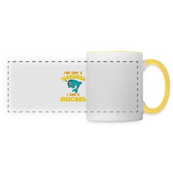 Je ne suis pas un narval, je suis une licorne drôle d’animal marin - Mug panoramique contrasté et blanc - blanc/jaune - Devant