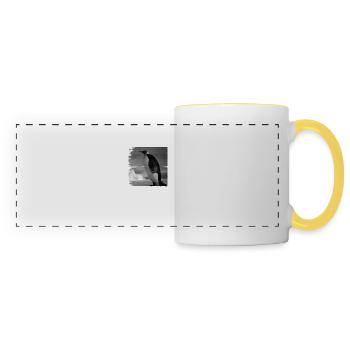 Cute Big Fat Daddy Penguin Vintage Art Photo Bird - Panoramic Mug - white/yellow - Front