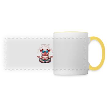 Méditation & Yoga Officiel Anti Stress - Mug panoramique contrasté et blanc - blanc/jaune - Devant