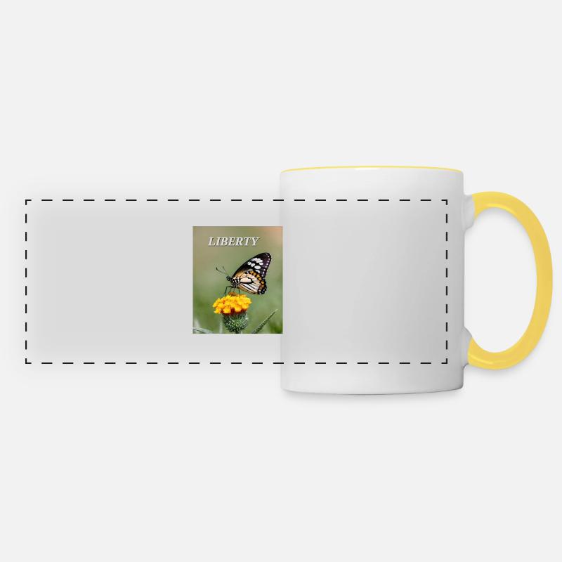 Butterfly in Bloom - Panoramic Mug - white/yellow