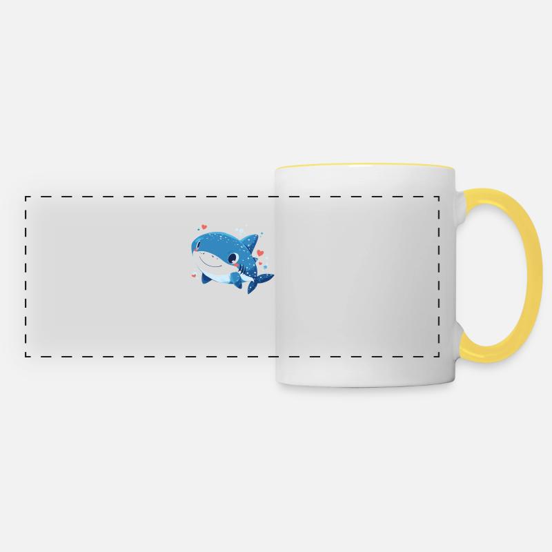 requin-baleine Requin-baleine requin-baleine - Mug panoramique contrasté et blanc - blanc/jaune