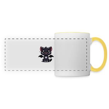 Chat Noir Vampire vous êtes fangtastic Halloween - Mug panoramique contrasté et blanc - blanc/jaune - Devant