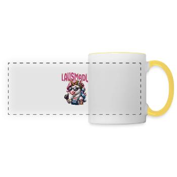 Tracht Damen Outfit Dirndl Ersatz Lausmadl - Panoramic Mug - white/yellow - Front
