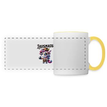 Tracht Damen Outfit Dirndl Ersatz Lausmadl - Panoramic Mug - white/yellow - Front