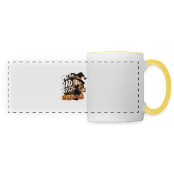 Sorcière d’Halloween Je suis la mauvaise sorcière - Mug panoramique contrasté et blanc - blanc/jaune - Devant