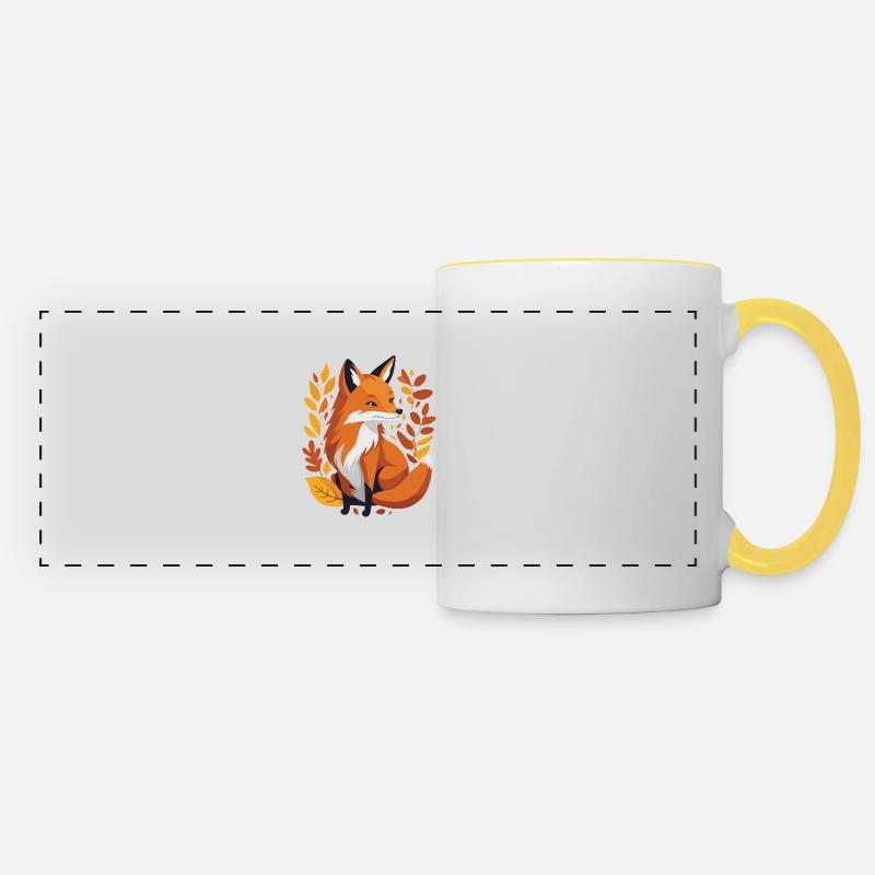 Fox in Autumn #4 - Panoramic Mug - white/yellow