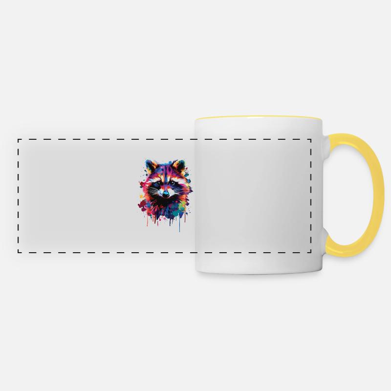 Raccoon - Panoramic Mug - white/yellow