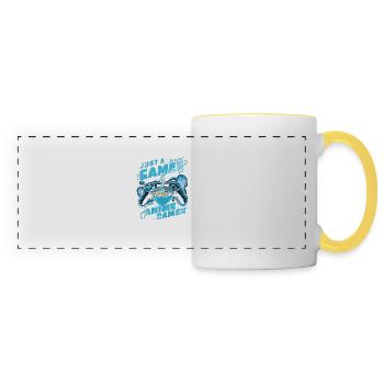 Joueur, amateur d’anime et fan de ramen - Mug panoramique contrasté et blanc - blanc/jaune - Devant