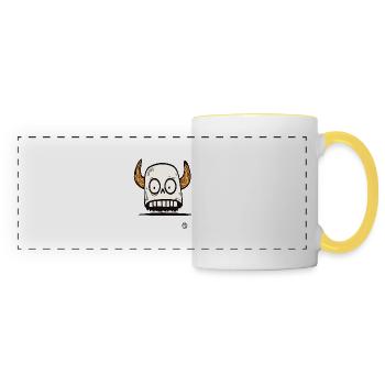 Vikinger Totenkopf mit Hörnern - Panoramatasse - Weiß/Gelb - Vorne