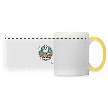 Pouce vers le haut œuf rétro – Ne tombez pas ! - Mug panoramique contrasté et blanc - blanc/jaune - Devant