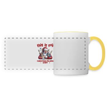 Sleep lazy Santa Claus This is my Christmas pajama - Panoramic Mug - white/yellow - Front