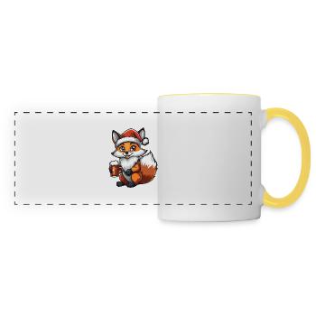 Fuchs Weihnachten Bier Lustig - Panoramatasse - Weiß/Gelb - Vorne