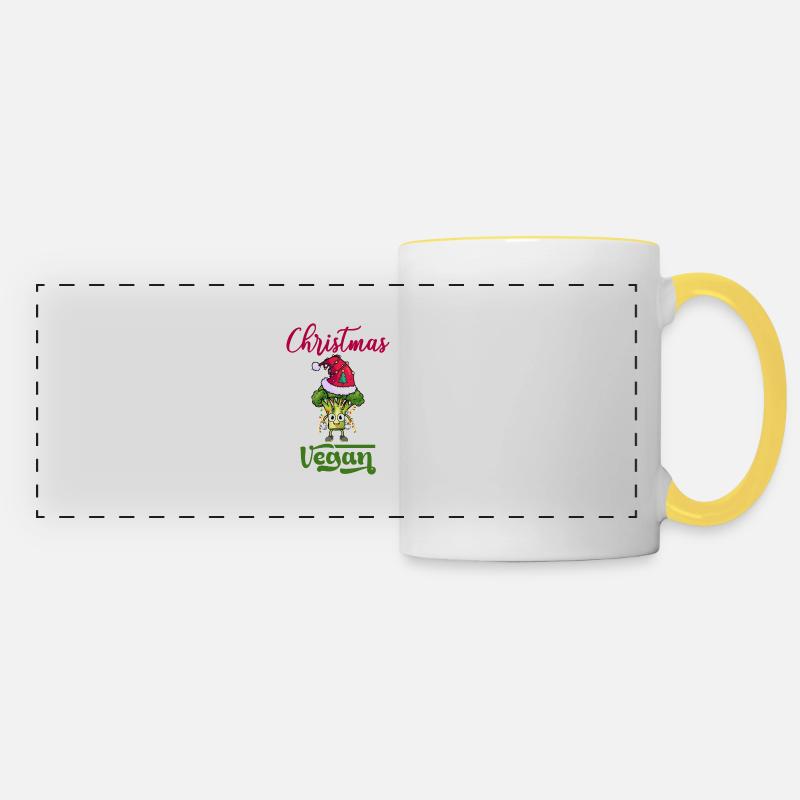 Christmas Weihnachten Vegan - Panoramic Mug - white/yellow