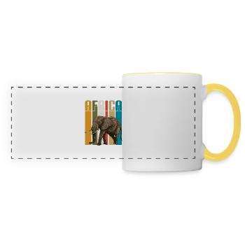 Majesty Africa – Retro Style Elephant - Panoramic Mug - white/yellow - Front