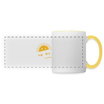 Sourire optimiste soleil - Hang In - Mug panoramique contrasté et blanc - blanc/jaune - Devant