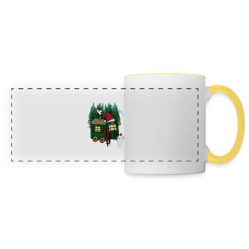 Winter Sports Ski Snowman Mountains Winter Cross-Country - Panoramic Mug - white/yellow - Front