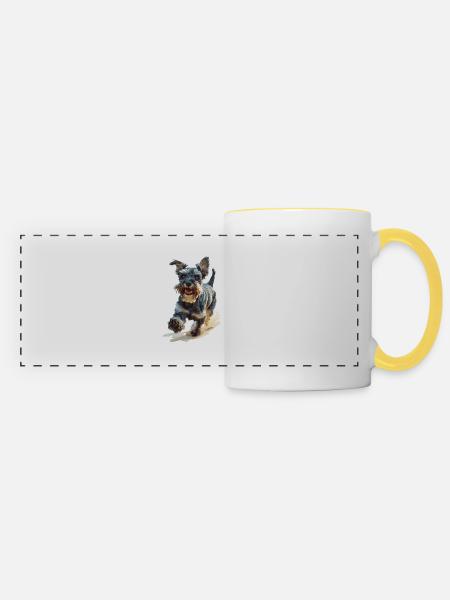 Schnauzer - Panoramatasse - Weiß/Gelb