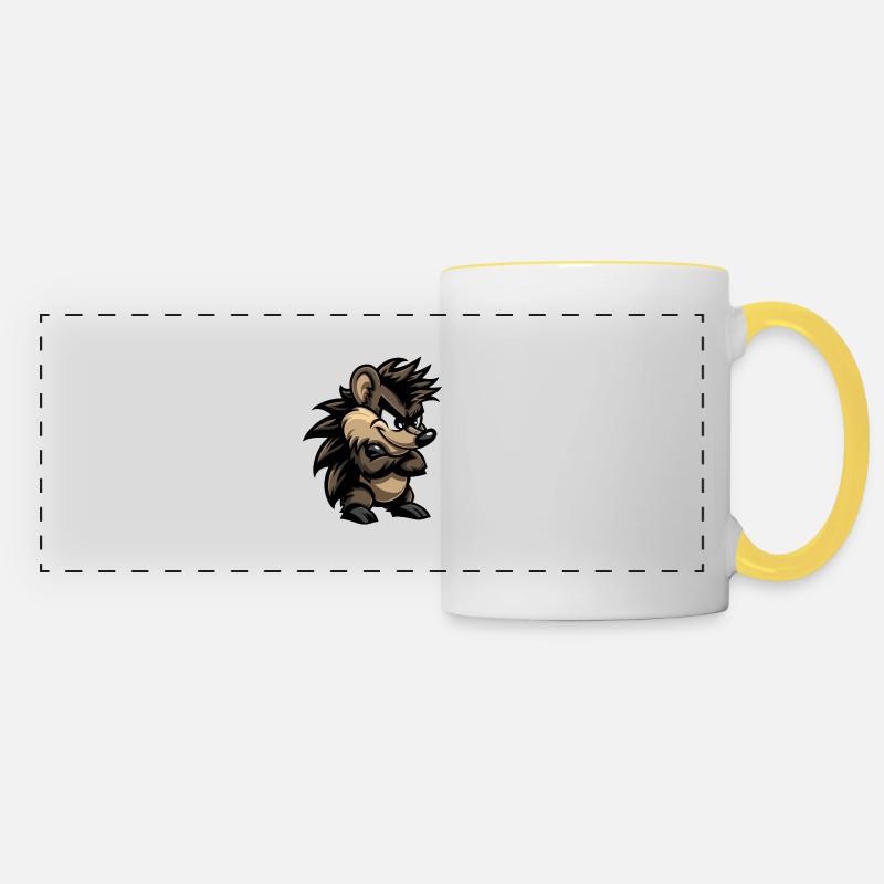 Bande dessinée hérisson - Mug panoramique contrasté et blanc - blanc/jaune