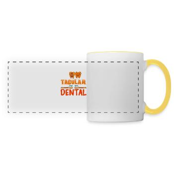 Dentiste Halloween assistant dentaire - Mug panoramique contrasté et blanc - blanc/jaune - Devant
