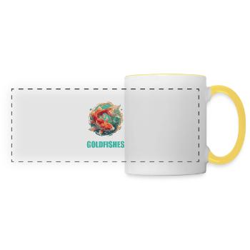 poisson rouge - Mug panoramique contrasté et blanc - blanc/jaune - Devant