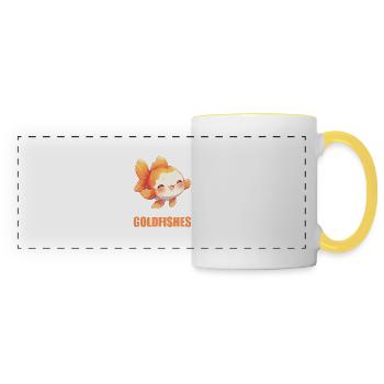 poisson rouge - Mug panoramique contrasté et blanc - blanc/jaune - Devant
