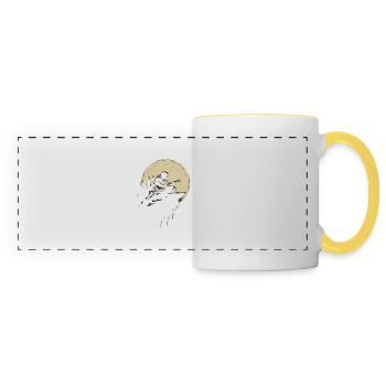 Guitariste au clair de lune sur des rochers - Mug panoramique contrasté et blanc - blanc/jaune - Devant