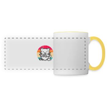 Anime Ramen Nourriture Drôle Cadeau Design - Mug panoramique contrasté et blanc - blanc/jaune - Devant